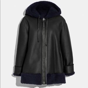 Reversible lamb shearling hoodie